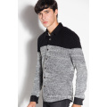 Acrylic/Wool/Nylon Polo Neck Knitted Men Cardigan Sweater with Button